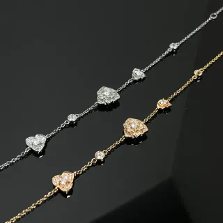 Collar con motivo floral en plata y oro con diamantes pavé-set
