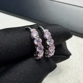 Silver Multicolor Pavé-Set Hoop Earrings