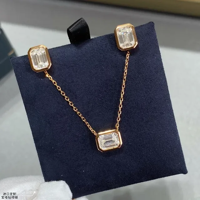 Collar de plata con piedras navy emerald-cut bezel-set 2