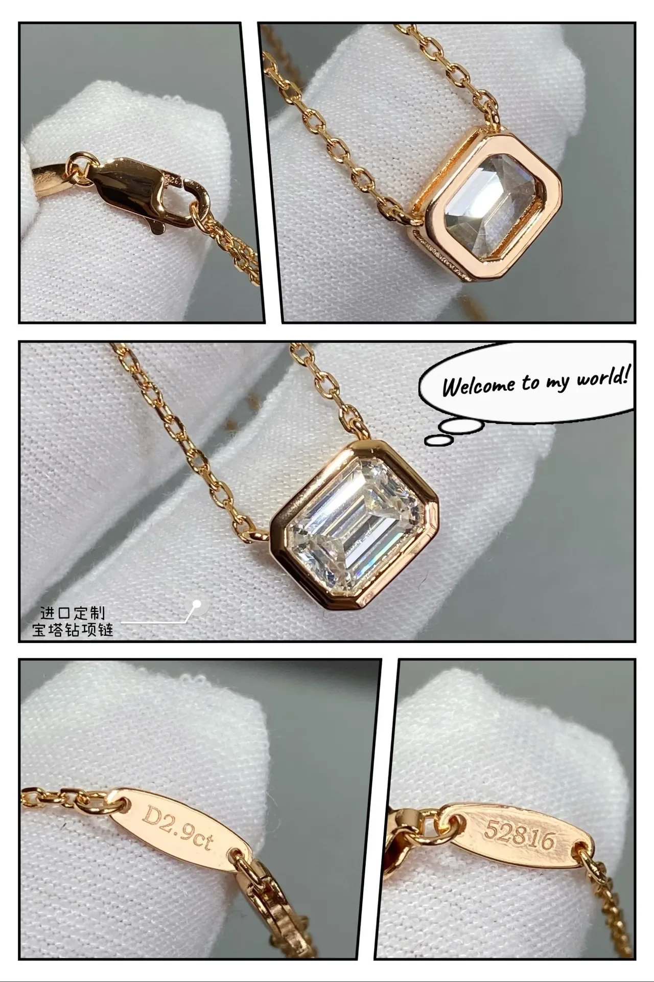 Collar de plata con piedras navy emerald-cut bezel-set 4