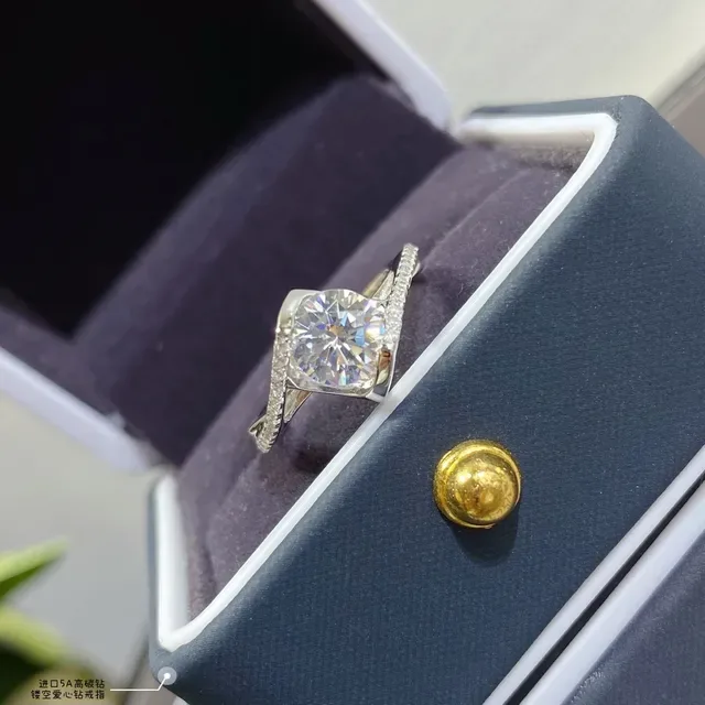 Silver-Tone Cushion-Cut Pavé Split Shank Ring 3