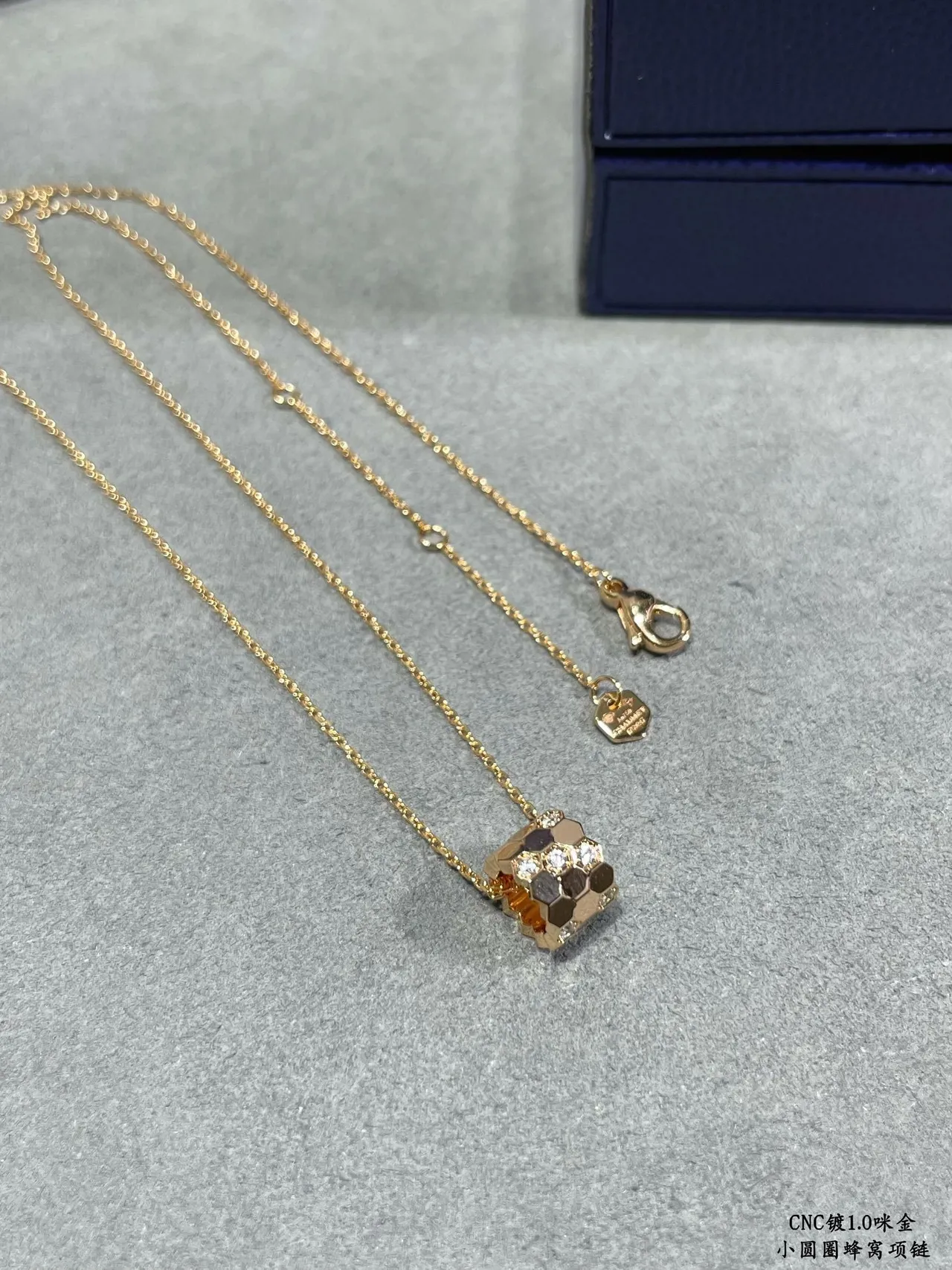Silver-Tone Geometric Cube Pendant Necklace 4
