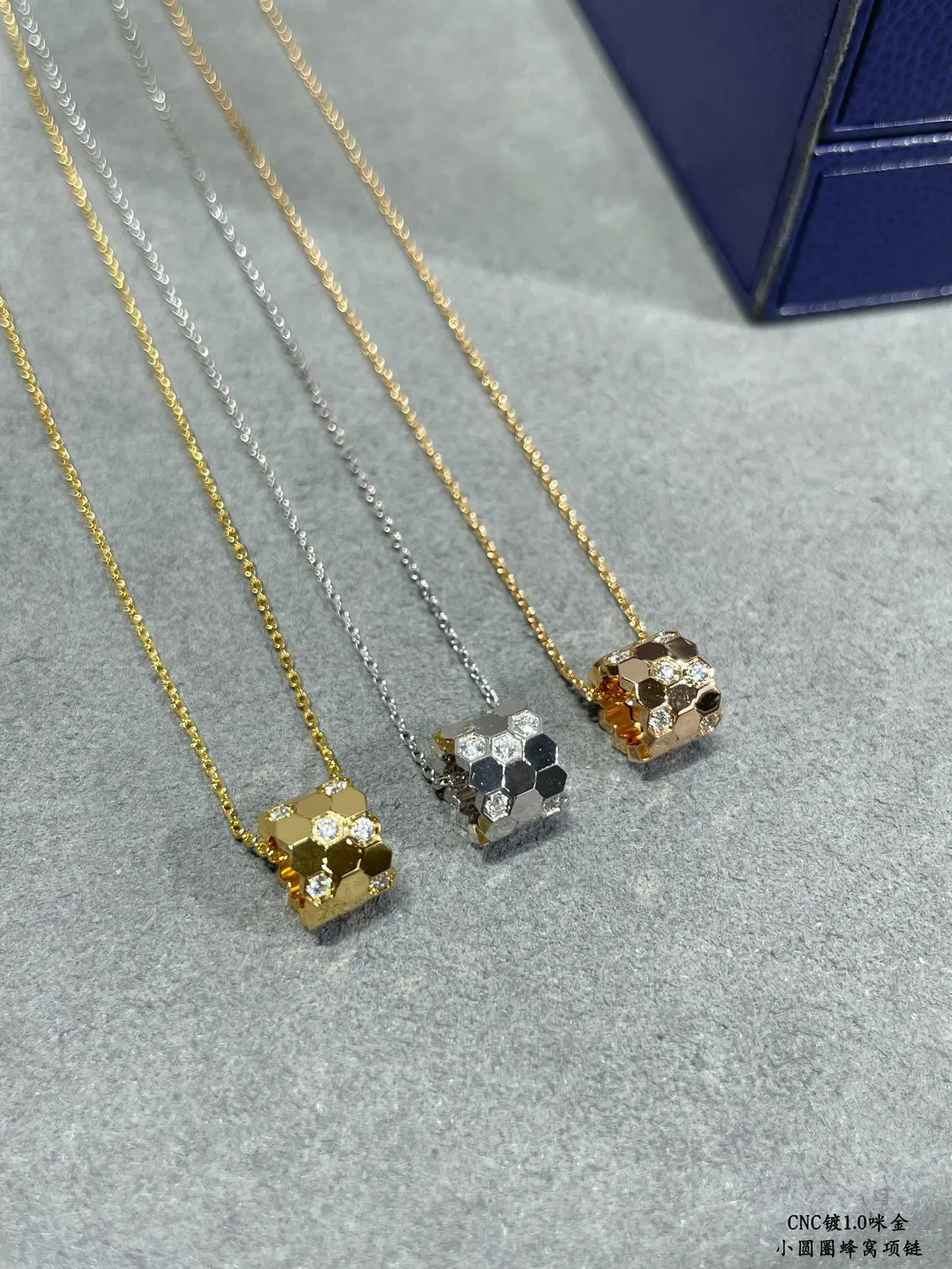 Silver-Tone Geometric Cube Pendant Necklace 9