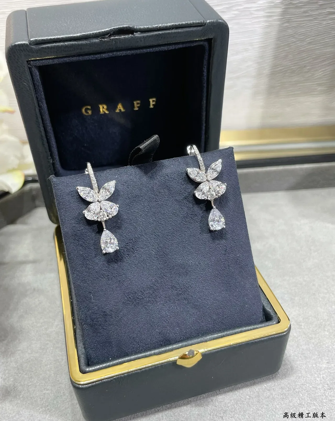 Silver White Floral Cluster Teardrop Dangle Earrings 8