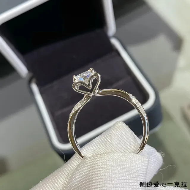 Silver White Solitaire Center Stone Prong-Set Square-Cut Gem Ring 2