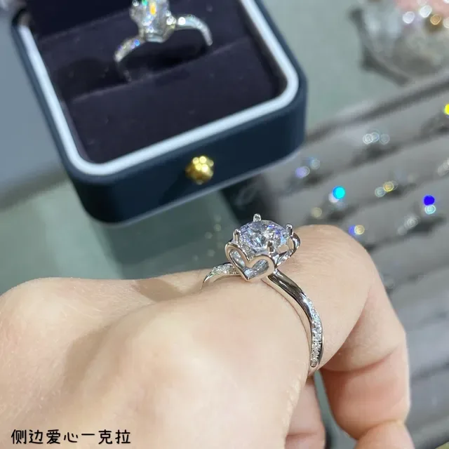 Silver White Solitaire Center Stone Prong-Set Square-Cut Gem Ring 8