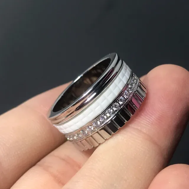 Silver White Stacked Multi-Band Pavé-Set Crystals Ring 3