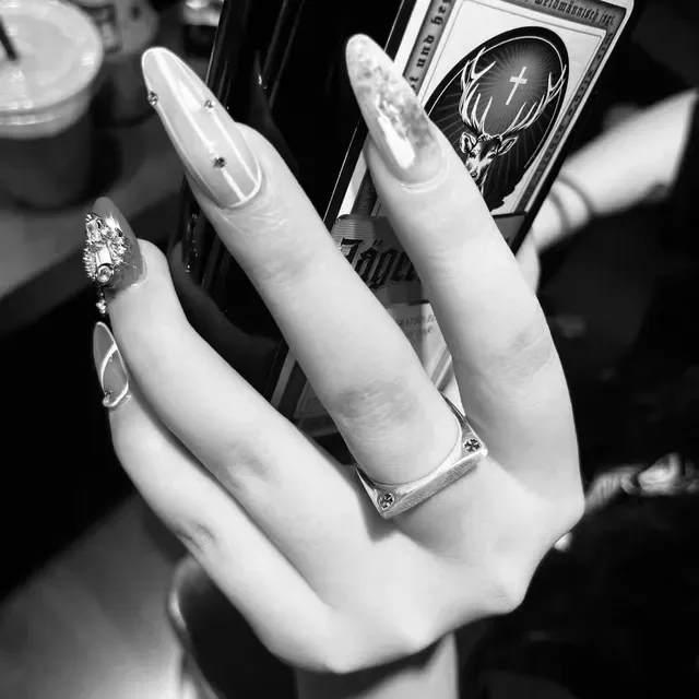 Square-Frame Cross-Motif Polished Metal Stackable Rings 2