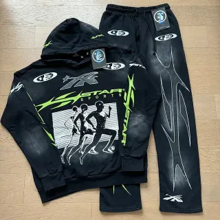 STAR Sports Graphic-Print Black and Neon Green Tracksuit