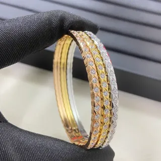 三色镶钻绗缝多带手镯
