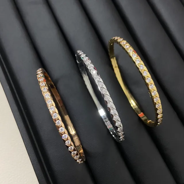 Three-Tone Pavé Crystal Quilted Multi-Band Bangle Bracelet 2