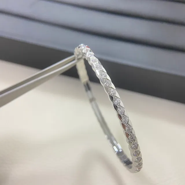 Three-Tone Pavé Crystal Quilted Multi-Band Bangle Bracelet 5
