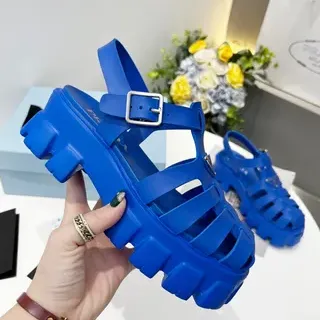Vibrant Blue Chunky Platform Cutout Strap Gladiator Sandals