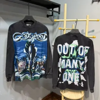 Washed Black Oversized Graphic Long-Sleeve T-Shirt