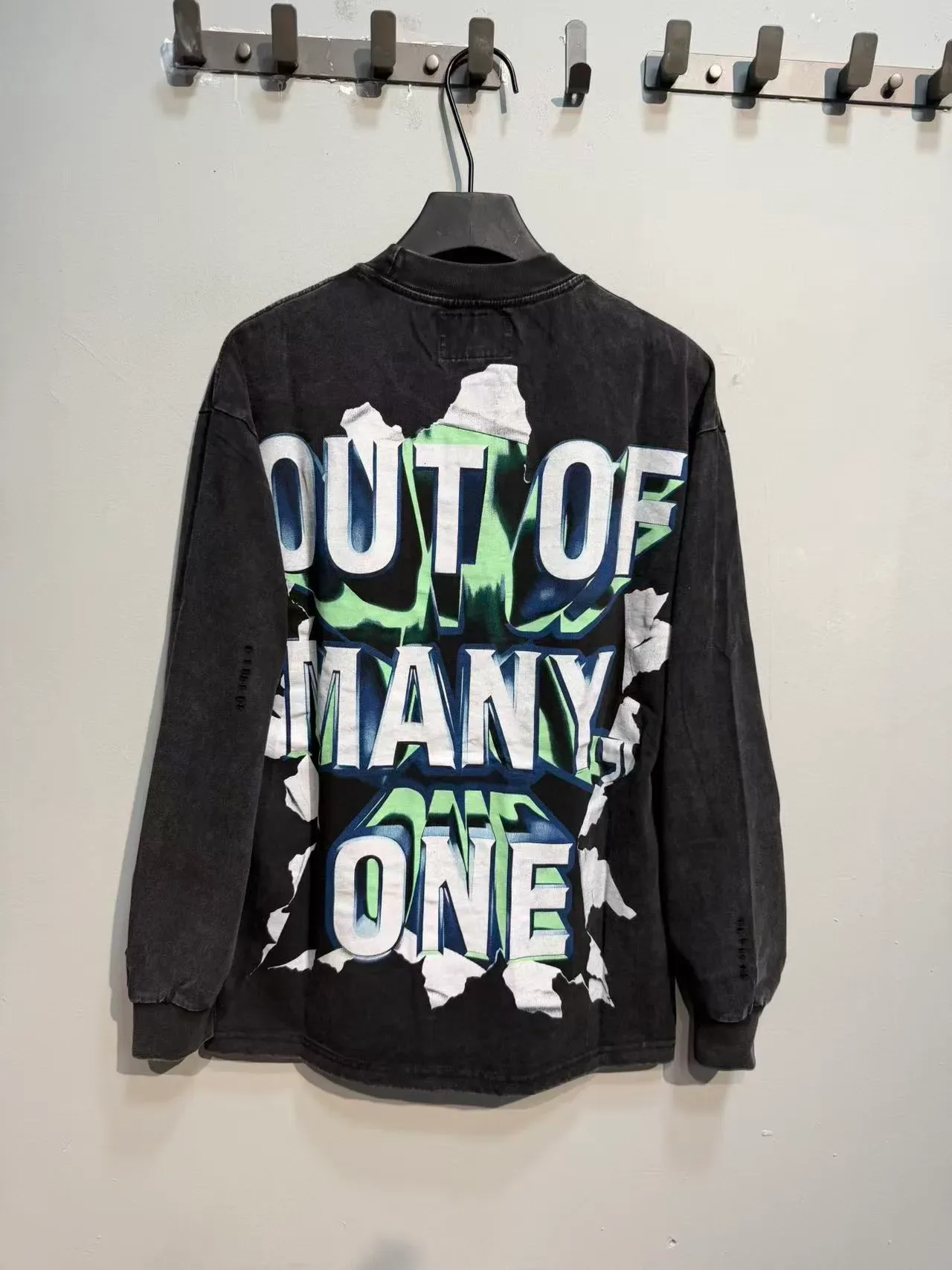 Washed Black Oversized Graphic Long-Sleeve T-Shirt 5
