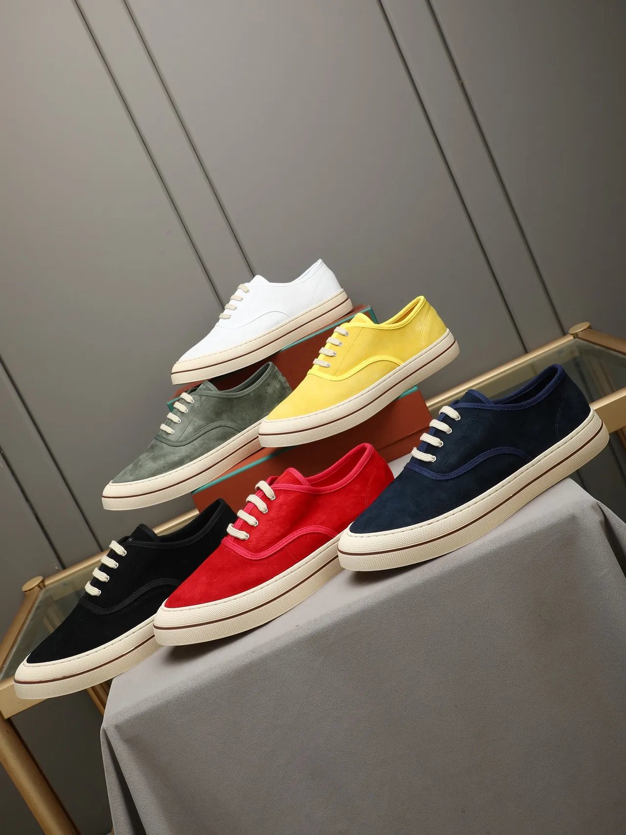 Chaussures en toile supérieure beige blanc low-top 2