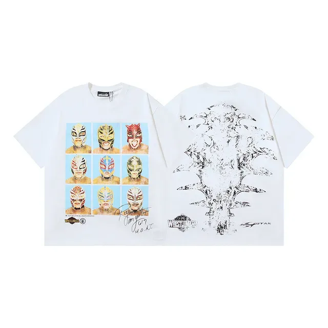 Camiseta branca com estampa gráfica, gola careca e corte relaxado 4