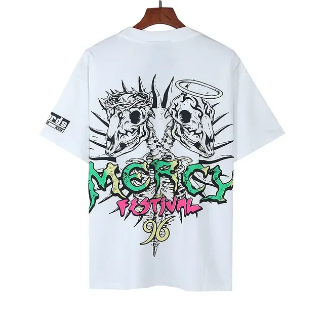 White Graphic-Print Oversized Double-Sided Art T-Shirt 3