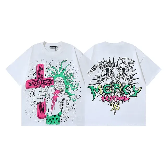 White Graphic-Print Oversized Double-Sided Art T-Shirt 4