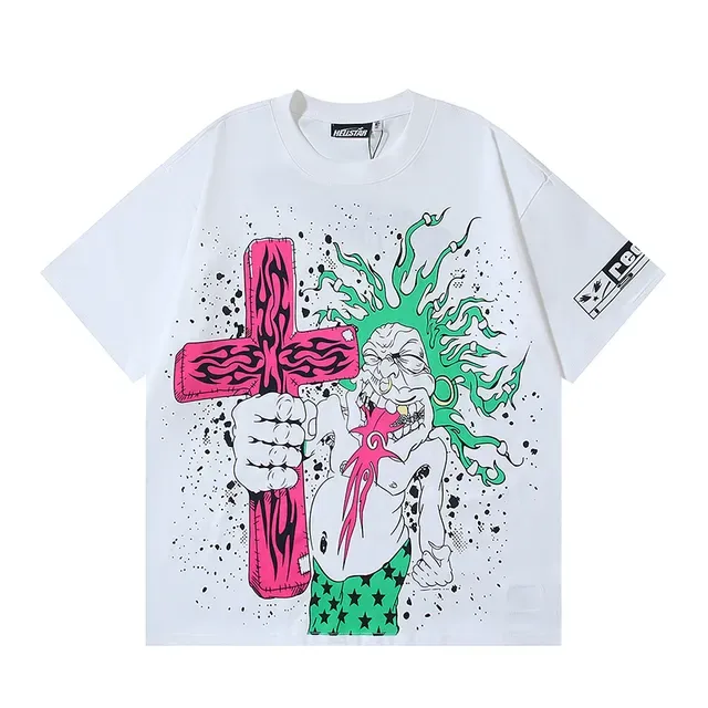 White Graphic-Print Oversized Double-Sided Art T-Shirt 5