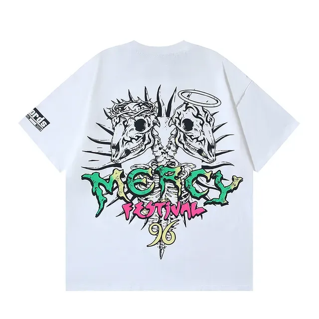 White Graphic-Print Oversized Double-Sided Art T-Shirt 6