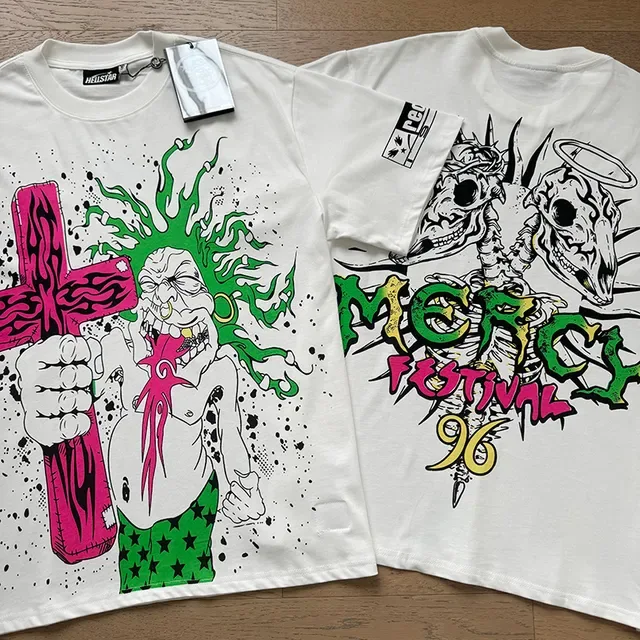White Graphic-Print Oversized Double-Sided Art T-Shirt 7