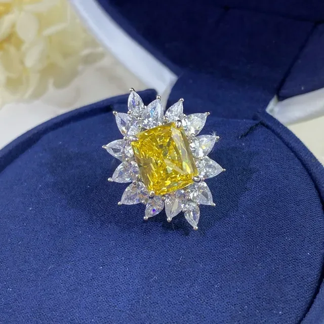 黄色中心石日出光芒戒指 7