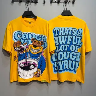 Yellow Graphic Cough Syrup Bear Print T-Shirt
