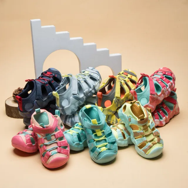 Yellow Orange Gray Kids Casual Sandals 4