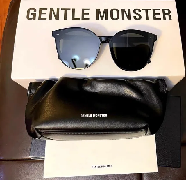 Gentle Monster أسود كبير عين القطة غير متماثل تفصيل مقطوع نظارات شمسية 5