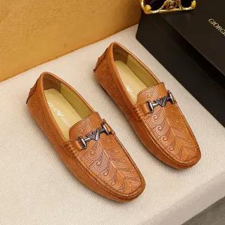Giorgio Armani Embossed Leather Horsebit Loafers