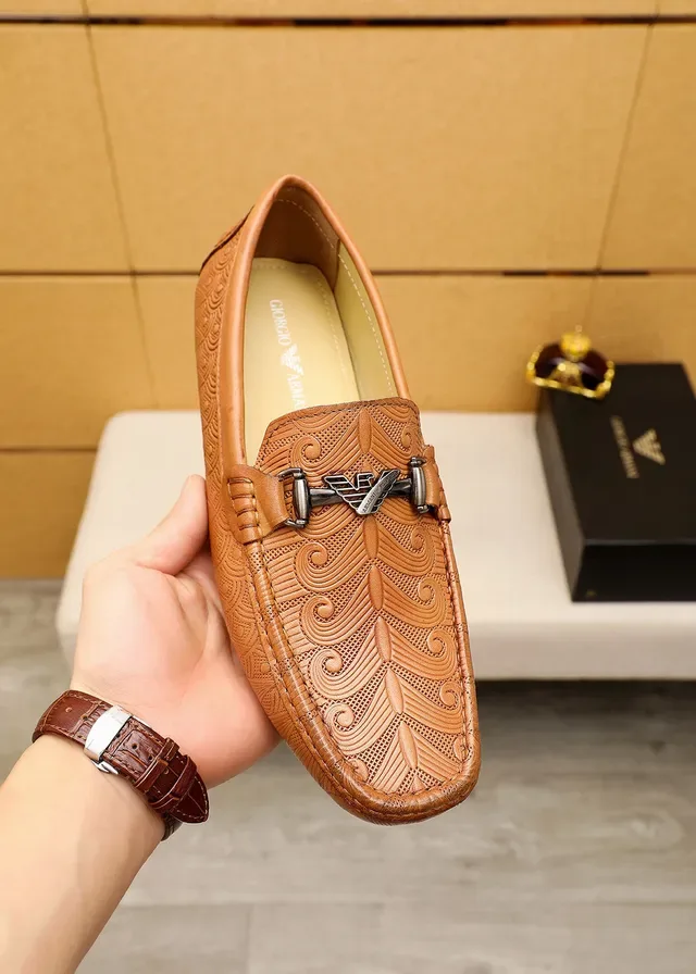 Giorgio Armani Mocassins en Cuir Embossé à Mors de Cheval 6
