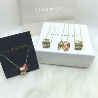 Givenchy Multicolor Enamel Ring Pendant Necklaces