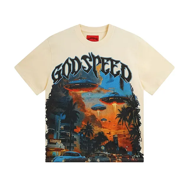 Godspeed 图案印花奶油色T恤 2