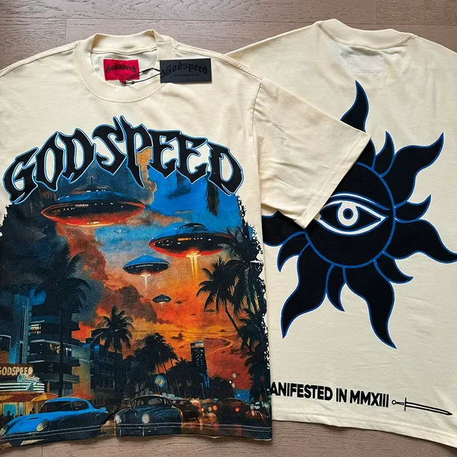 Godspeed 图案印花奶油色T恤 4