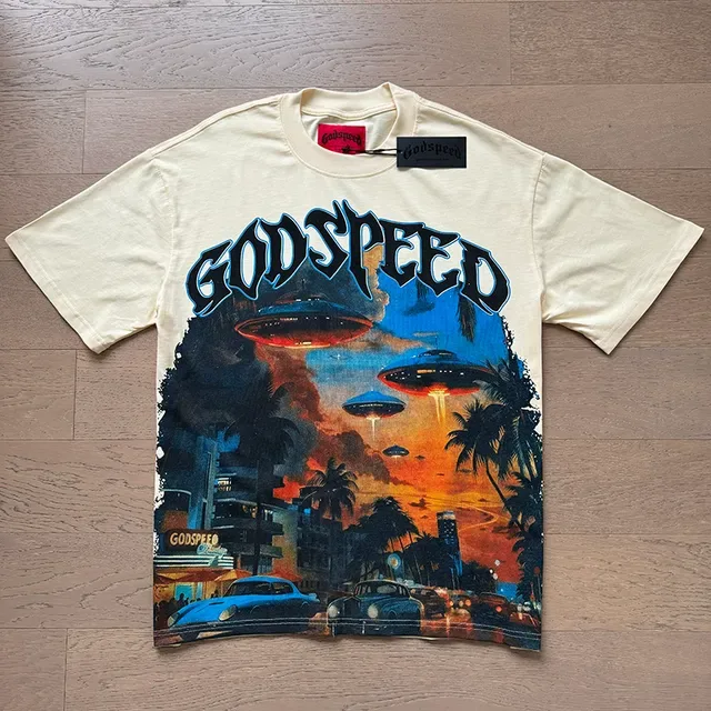 Godspeed 图案印花奶油色T恤 5