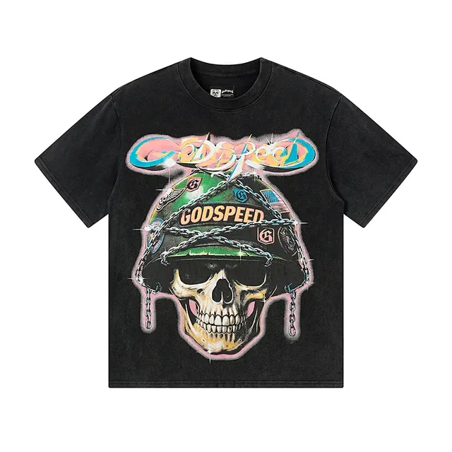 Camiseta preta com estampa gráfica Godspeed Out of Many, One 2