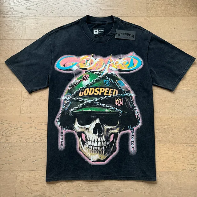 Camiseta preta com estampa gráfica Godspeed Out of Many, One 5
