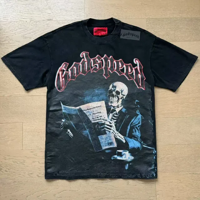 Godspeed Oversized Distressed Black Graphic T-Shirt 5