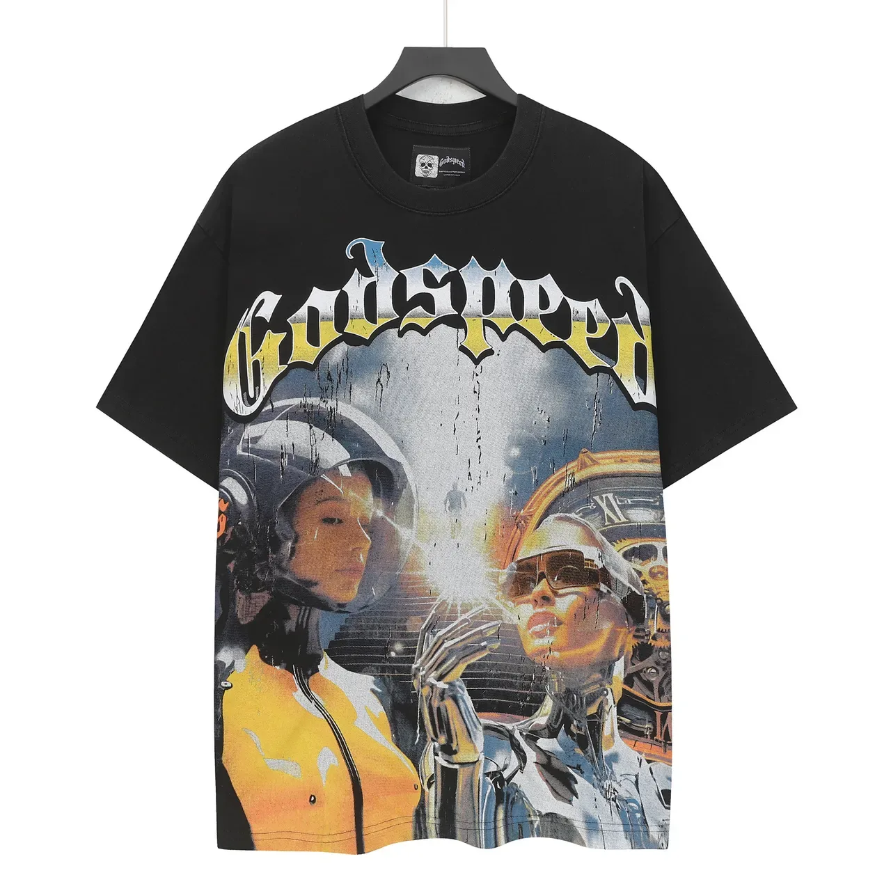 Godspeed Oversized Graphic Print Black T-Shirt 2