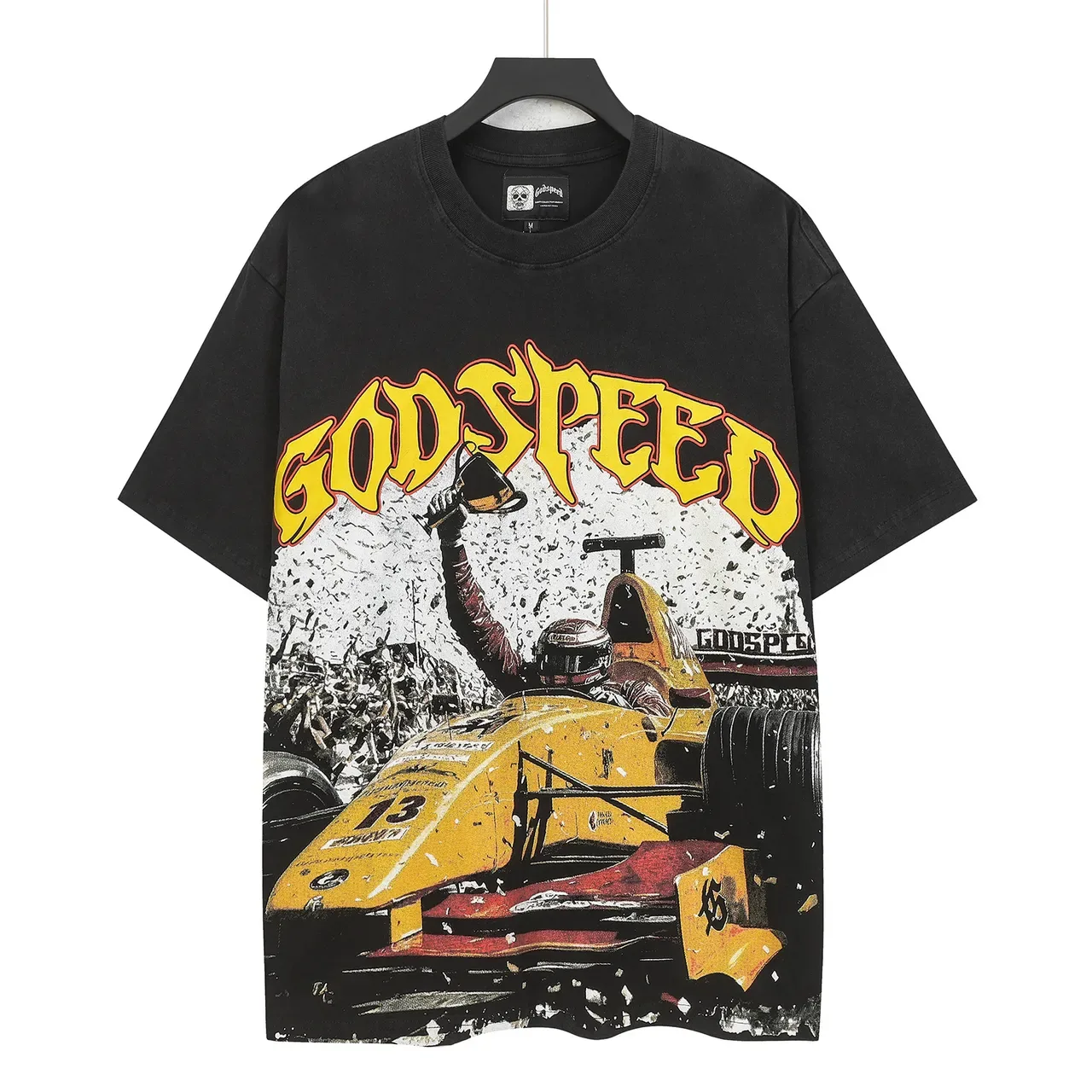 T-shirt noir oversize à motif racing Godspeed 2