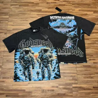 Godspeed Spacetour Oversized Distressed Black Graphic T-Shirt