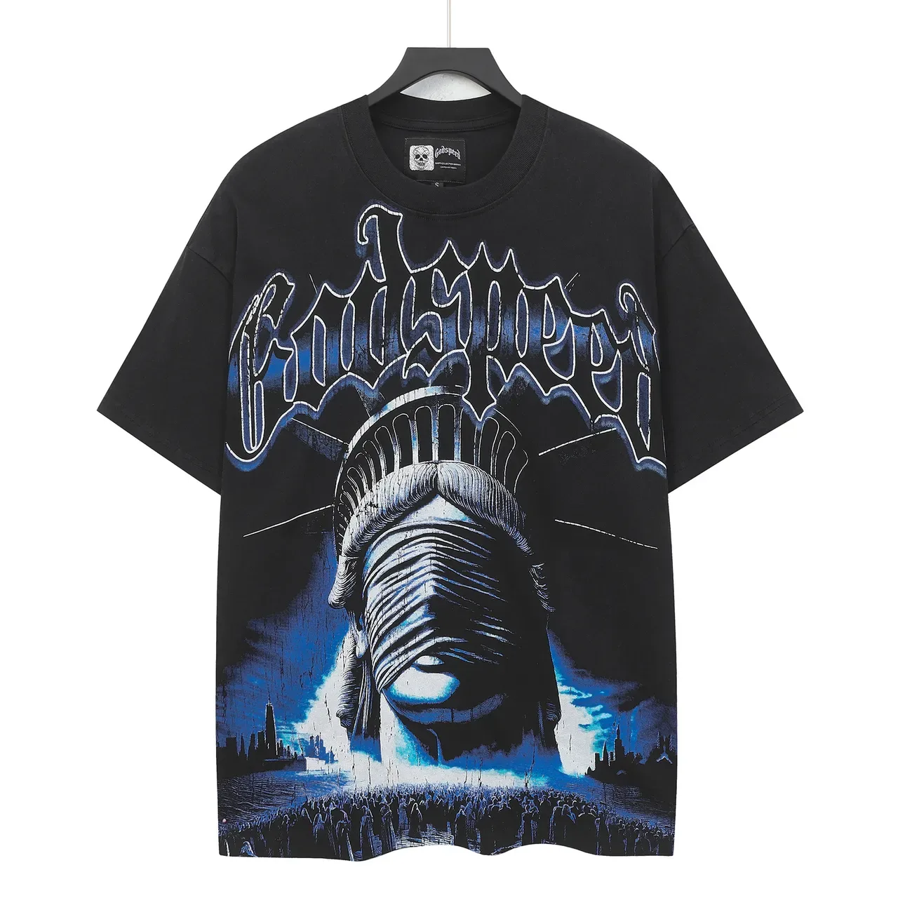Camiseta gráfica Godspeed Worship Ritual Estátua da Liberdade 2