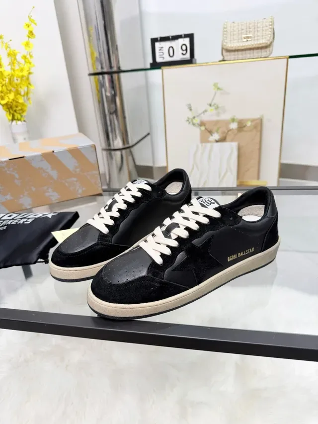 Golden Goose Ball Star Black Leather and Suede Lifestyle Sneakers 5