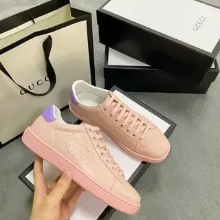 Gucci Ace Rosa y Púrpura Logo Perforado Zapatillas Lifestyle