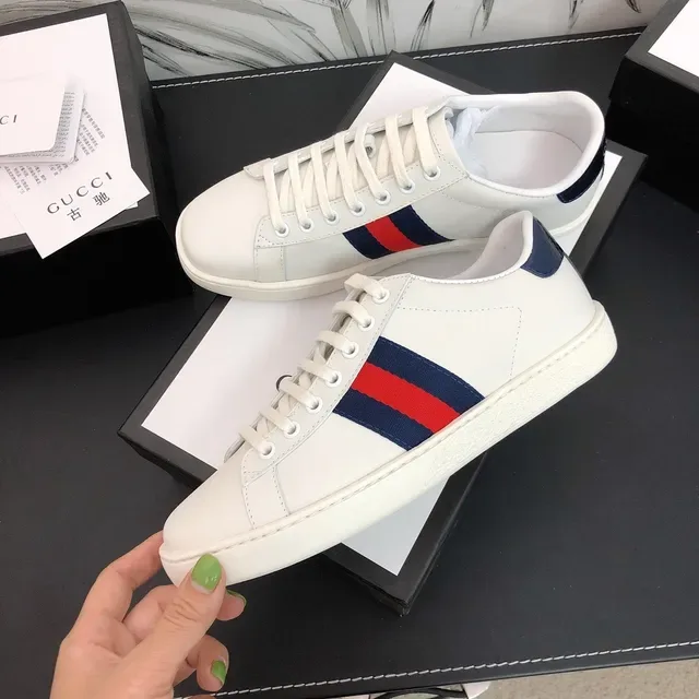 Gucci Ace White Navy Red Web Stripe Lifestyle Sneakers 5