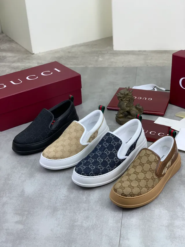 Gucci Beige Blanc GG Monogram Toile Semelle Plateforme Loafer 2