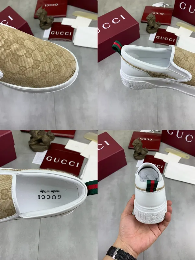 Gucci Beige Blanc GG Monogram Toile Semelle Plateforme Loafer 3