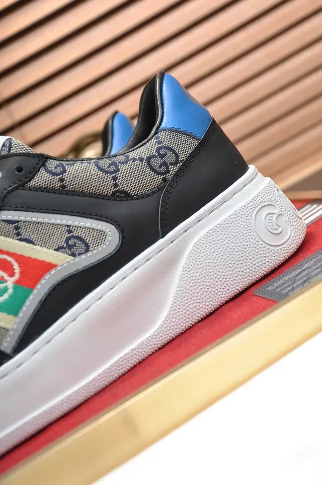 Gucci Negro Beige GG Monogram Lona Suela Plataforma Zapatillas Lifestyle 2