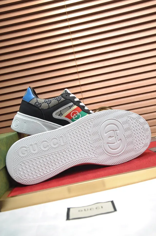 Gucci Negro Beige GG Monogram Lona Suela Plataforma Zapatillas Lifestyle 4